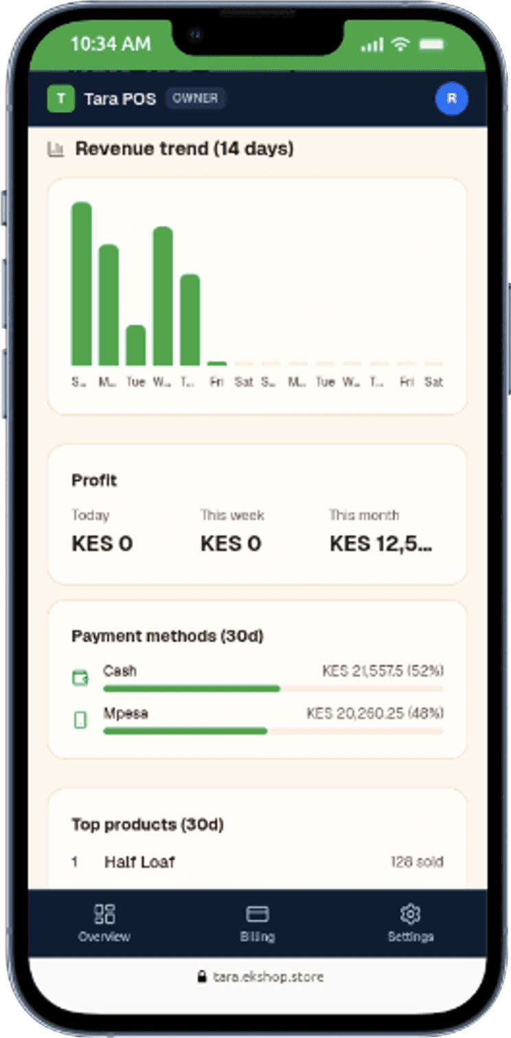 Tara POS mobile app